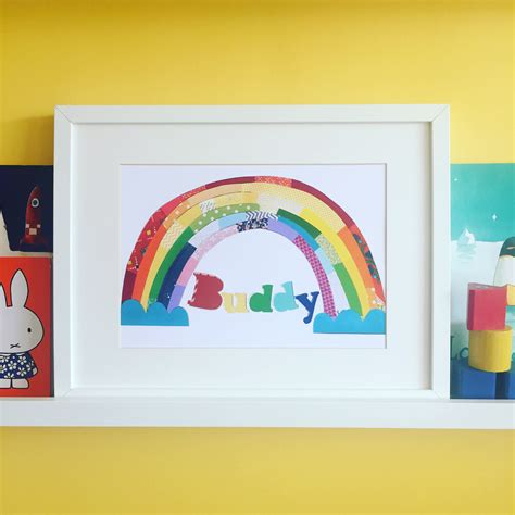 Personalised Rainbow Print New Baby Print Rainbow Artwork Etsy Uk