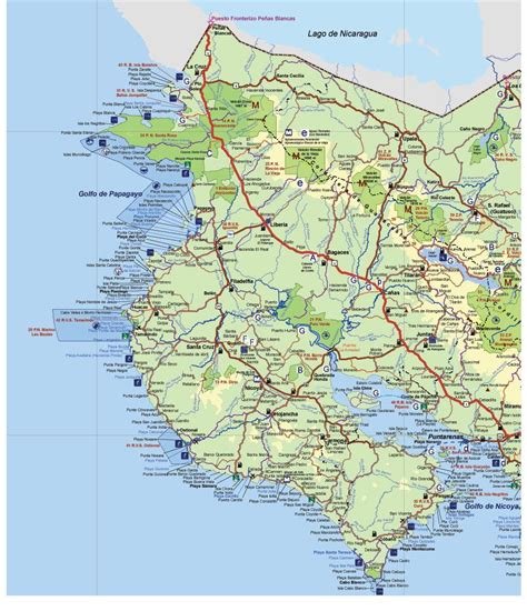Guanacaste North Pacific Road and Tourist Map | Costa rica map, Costa