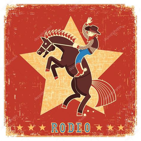 Vaquero Montando Rodeo Con Caballo Vector Gráfico Vectorial © Geraktv Imagen 52779721