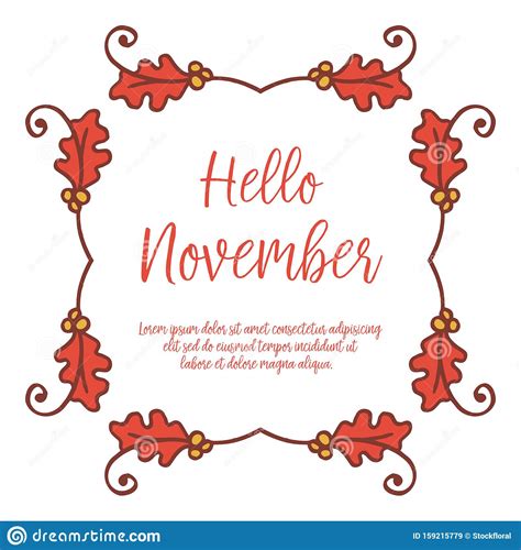 Greeting Card Of Hello November Background With Texture Of Vintage