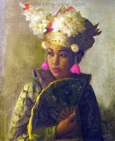 Bat0006 Traditional Balinese Art Painting Indonesian Art Portrait