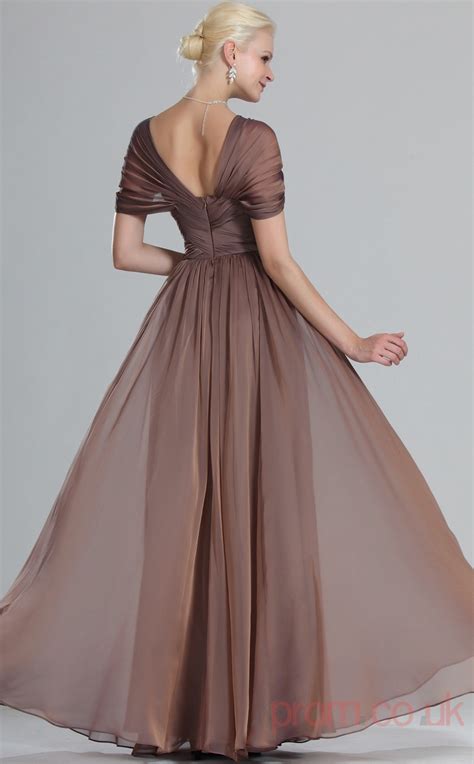 Brown 100d Chiffon A Line One Shoulder Floor Length Prom Dressbd04 493