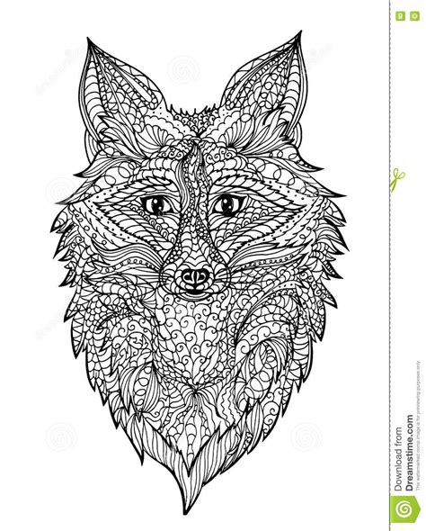 Zentangle Fox Head Stock Vector Illustration Of Print