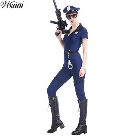 New Stylish Female Cop Officer Uniform Adult Police Costume Halloween