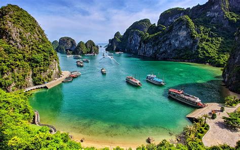 Ha Long Bay Sea Beautiful Nature Paradise Vietnam Asia Vịnh Hạ