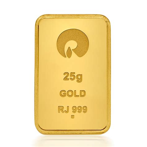 24 Kt Yellow Finish 25 Grams Gold Bar Gold Coins Reliance Jewels