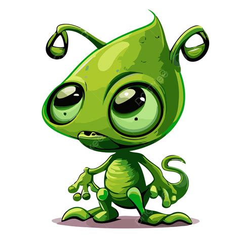 Green Alien Vector Sticker Clipart In The Style Of Charming Character
