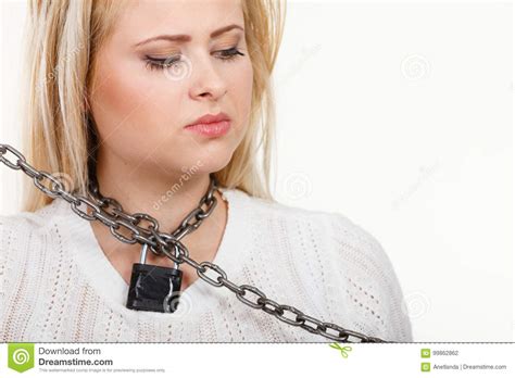 Woman Having Metal Chain Around Neck Stock Photo Image