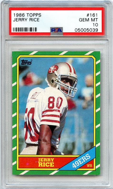 Due to the uniqueness of each item, please refer to the photos provided in this auction. Lot Detail - 1986 Topps #161 Jerry Rice RC Rookie Card PSA 10 Gem Mint