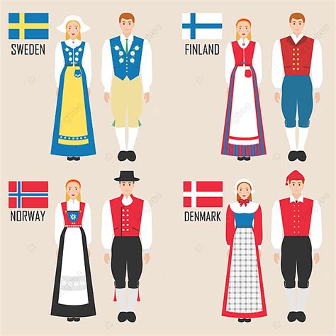 Traditional Costumes Vector Hd Images Scandinavian Man And Woman In Traditional Costumes