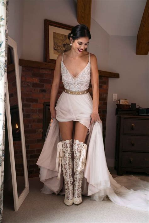 Over The Knee Ivory Lace Wedding Boots House Of Elliot Bridal Boots