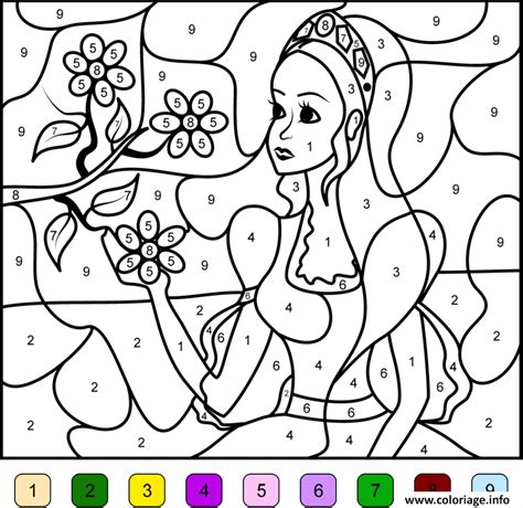 Coloriage Princesse Barbie Pour Fille Par Numero Dessin Par Numero à