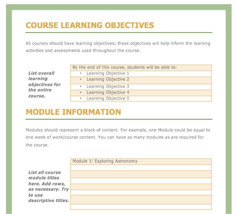 Free Download Course Development Plan Template Ashley Chiasson Med