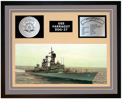 Uss Farragut Ddg 37 Framed Navy Ship Display Burgundy Navy Emporium