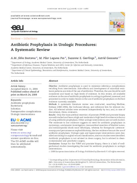 Pdf Antibiotic Prophylaxis In Urologic Procedures A Systematic