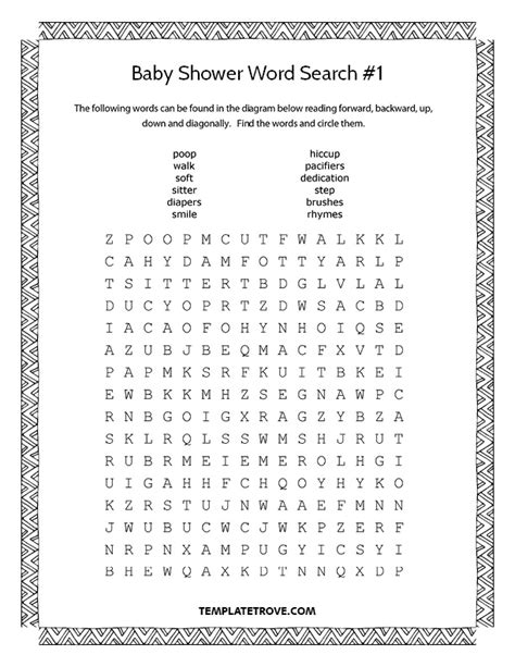 14 Exciting Baby Shower Word Search Printables