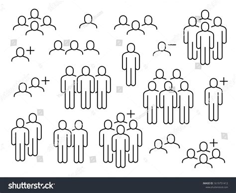 People Line Icons Business People Groups Outline Pictograms Add Friend Request Communication