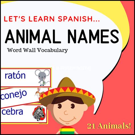 Spanish Animal Names Vocabulary My Teaching Library