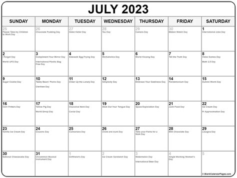 July 2019 Calendar With Holidays