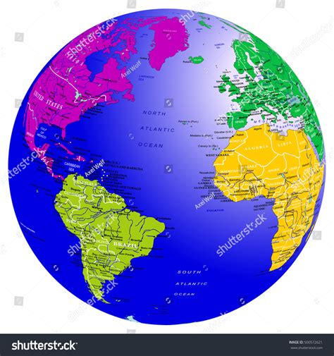World Map Countries Globe Planet Earth 스톡 벡터로열티 프리 500572621