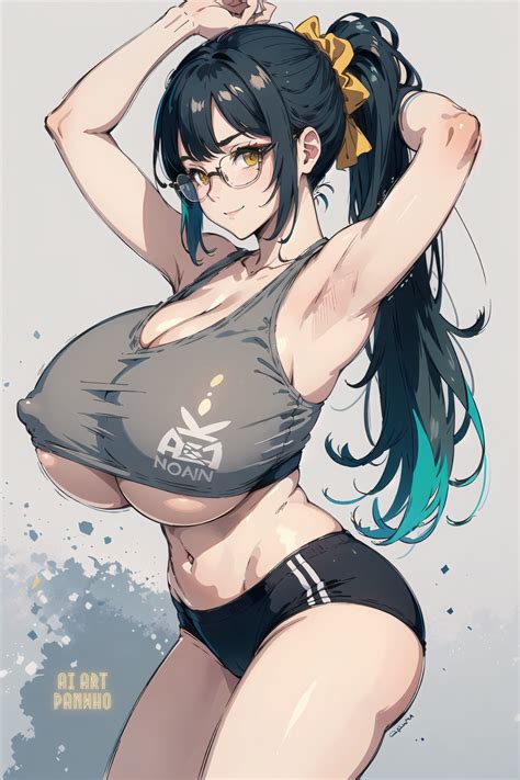 Rule 34 1girls 2023 Ai Art Panwho Ai Generated Black Hair Blue Hair Breasts Clothed Female