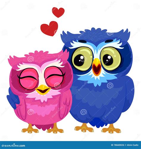 couple owl stock vector illustration of male cute happy 78660026