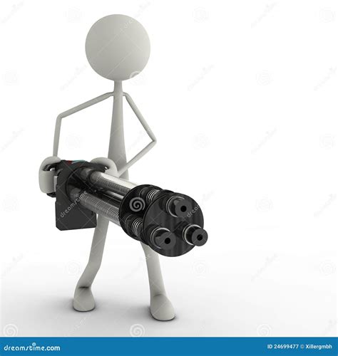 Man With A Minigun In Action Royalty Free Stock Photography Image