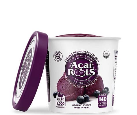Acai Roots Organic Premium Acai Sorbet 16 Oz 8 Count