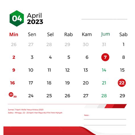 日曆 2023 年 4 月 Lengkap Dengan Tanggal Merah 2023年4月日曆 2023 年日曆 日曆
