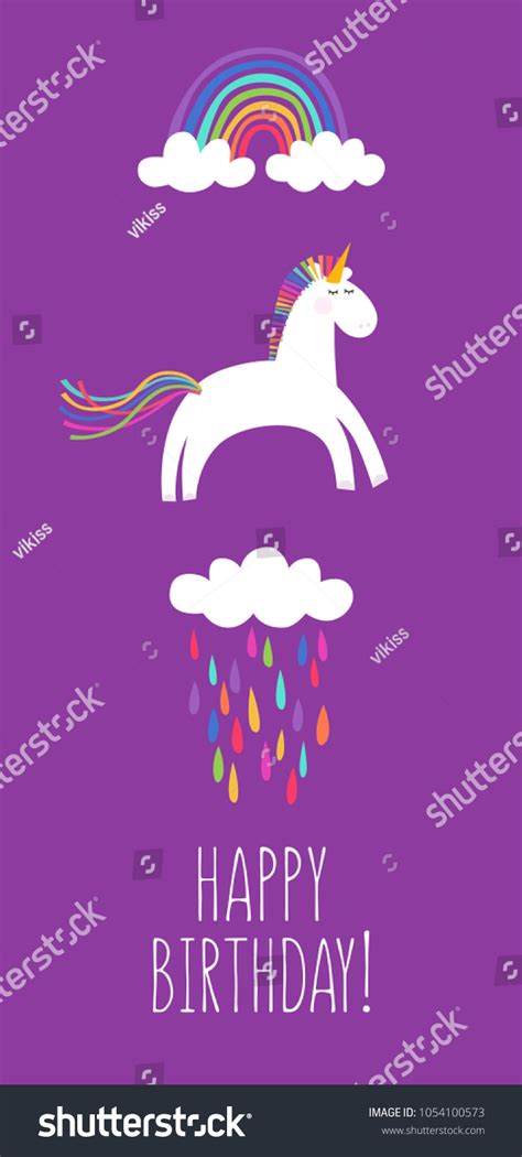 Happy Birthday Card Unicorn Stock Vector Royalty Free 1054100573