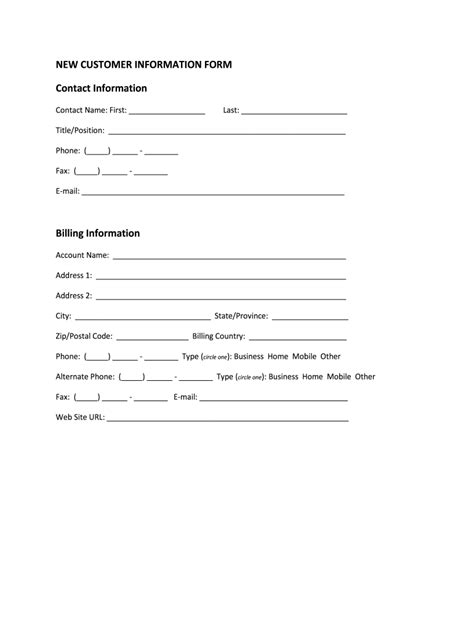 New Customer Information Form Template Fill Online Printable Fillable Blank PdfFiller