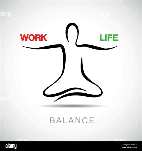 Person In Yoga Pose Balancing Between Work And Life Line Drawing Vector