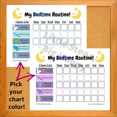 Customizable Printable Bedtime Routine Chart For Kids Chore List W