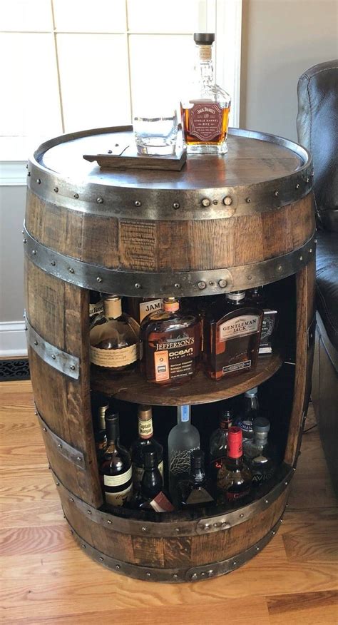 whiskey barrel liquor cabinet handcrafted from a reclaimed etsy 1000 in 2020 man cave home