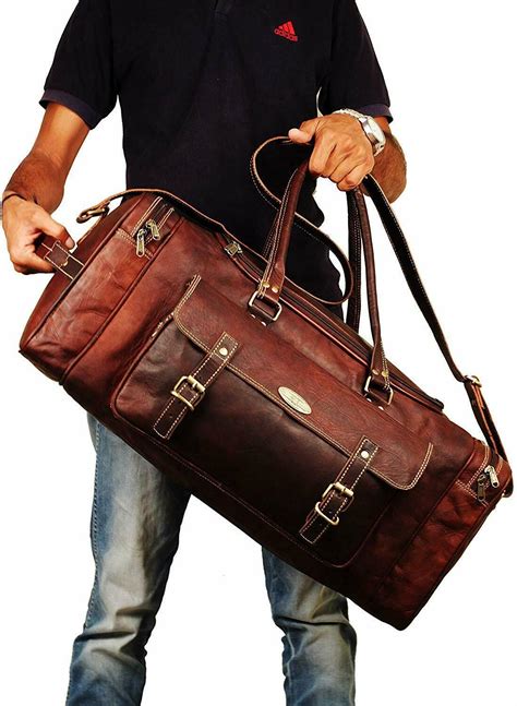 Genuine Leather Duffel Travel Overnight Weekend Leather Bagsports