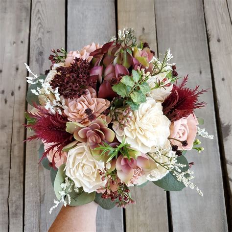 Check spelling or type a new query. READY TO SHIP Burgundy, Blush, and Cream Wood Flower ...