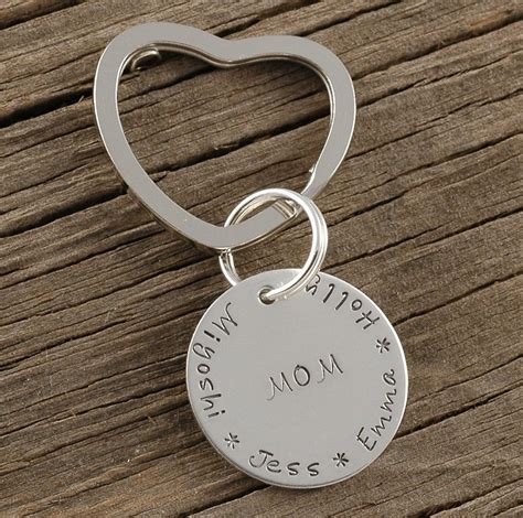 Hand Stamped Key Chain Personalized Hand Stamped Keychain