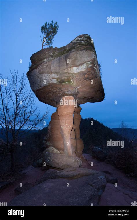 Rock Formation Devils Table At Dusk Hinterweidenthal Palatinate