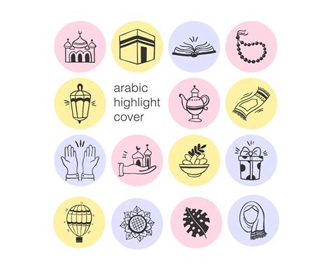 Hand Drawn Instagram Highlight Cover Icons Set Of 15 Arabic By