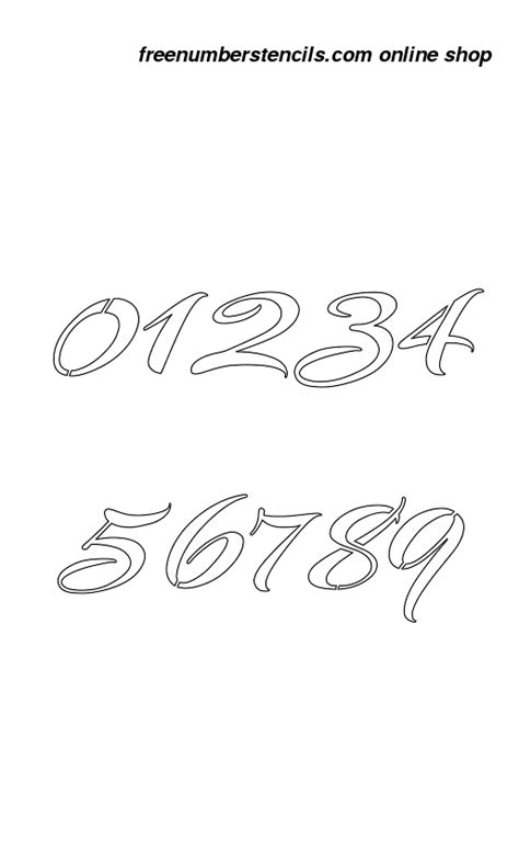 2 Inch Brushed Cursive Cursive Style Number Stencils 0 To 9