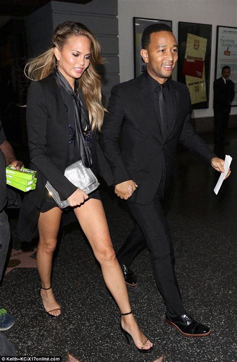 Chrissy Teigen Dons Tiny Playsuit On Night Out With John Legend Chrissy Teigen Cute Couples