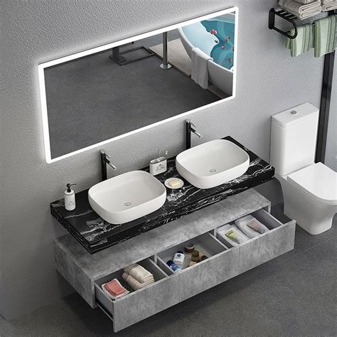 Luxury Modern 60 Floating Bathroom Vanity Set Wall Mount Vessel Single