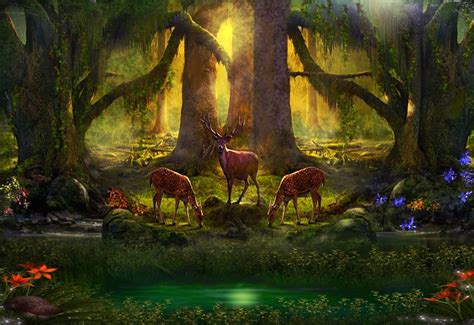 Deer In Fantasy Forest