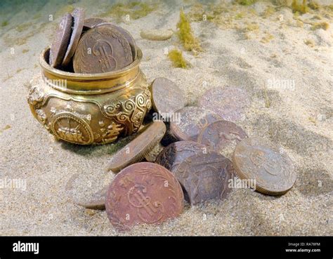 Underwater Treasure Vase With The Russian Coins Of The Siberian