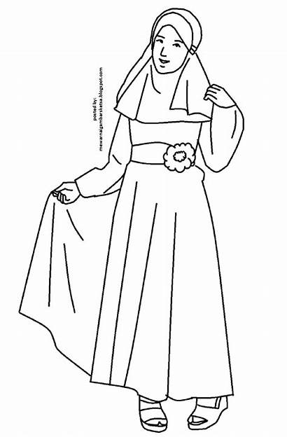Mewarnai Gambar Princess Baju Muslimah Coloring Kartun