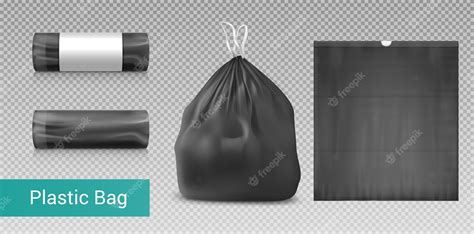 Premium Vector Set Of Isolated Plastic Trash Bag Realistic Icons With