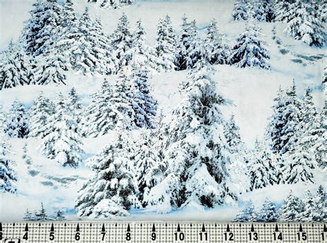 Elizabeth Studios Landscape Medley Snow Fabric By The Yard Etsy