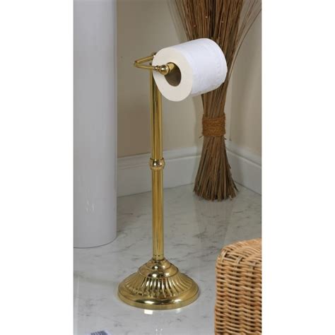 Victorian Free Standing Toilet Roll Holder Polished Brass Black