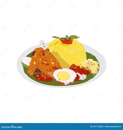 Nasi Kuning Indonesian Food Design Vector Stock Vector Illustration