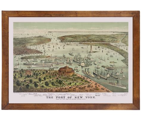 The Port Of New York By Currier And Ives 1892 24x36 Inch Print Etsyde